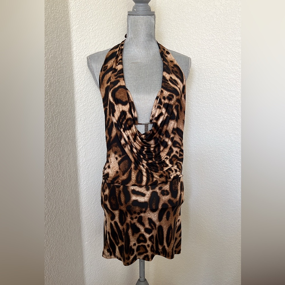 Chic Animal Print 2 piece Halter dress